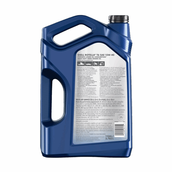Shell Rotella T6 Full Synthetic 15W-40 Diesel Engine Oil, 1 Gallon ...