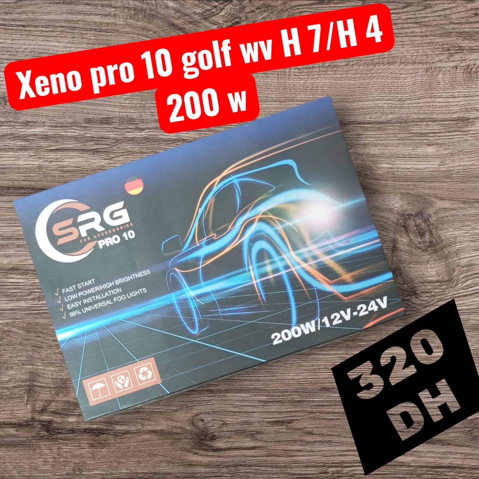 Kit Phare SRG Xeno Pro 10 - 200W - Spécial VW Golf (H7/H4)