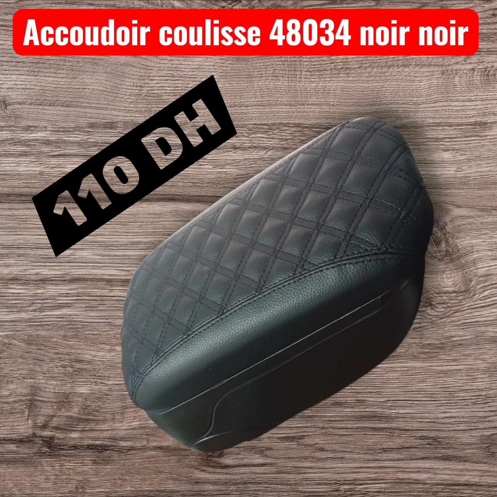 Accoudoir Central Coulissant 48034 - Noir Matelassé